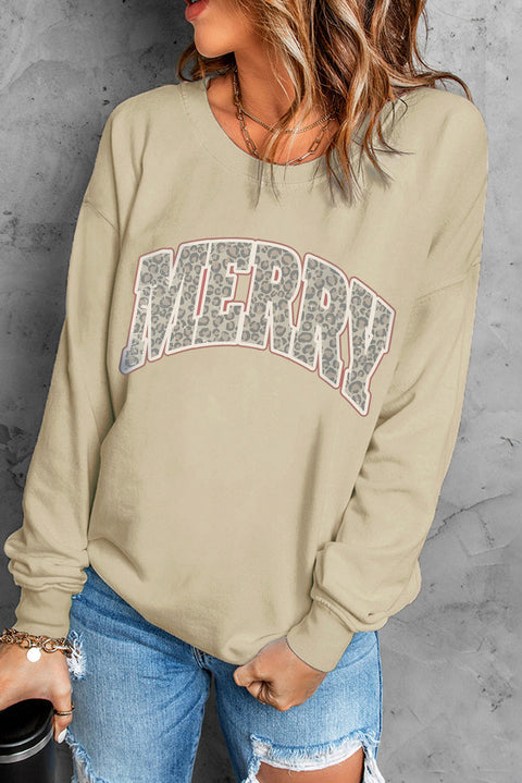 MERRY and BRIGHT Leopard Print Pullover Sweatshirt