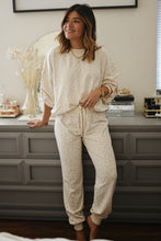 White Cheetah Print Two Piece Loose Fit Cozy Loungewear