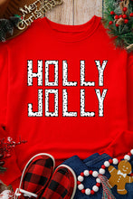 Red HOLLY JOLLY Dotty Letter Graphic Christmas Sweatshirt