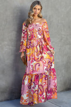 Multicolour Boho Floral Smocked Off Shoulder Puff Sleeve Maxi Dress