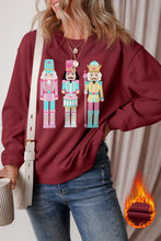 Burgundy Nutcracker Graphic Drop Shoulder Christmas Sweatshirt