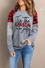 Buffalo Plaid & Stripe Splicing Long Sleeve Top