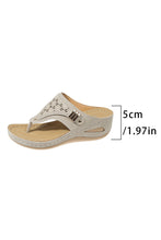 Beige Hollow Out Clip Toe Wedge Slippers