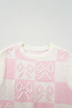 Pink Preppy Bow Detail Checkered Sweater Vest