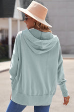 Batwing Sleeve Pocketed Henley Hoodie