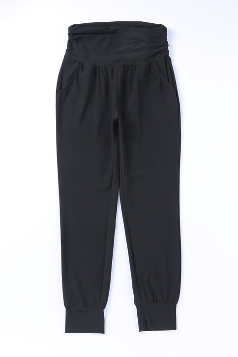 High Waist Pleated Pocket Leggings