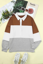 Turn-down Collar Colorblock Pullover Sweatshirt