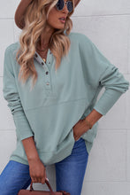 Batwing Sleeve Pocketed Henley Hoodie