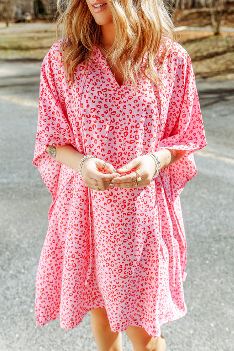 Animal Print Half Sleeve Shift Dress