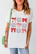 White July 4th Celerbration Bowknot Firework Graphic Tee