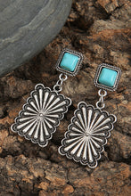 Silvery Retro Western Geometric Turquoise Stud Earrings