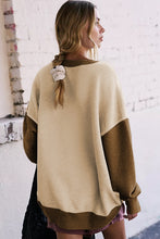 Apricot Color Block Thumbhole Sleeve Drop Shoulder Sweatshirt