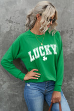 Green St. Patricks LUCKY Clover Print Raglan Sleeve Sweatshirt