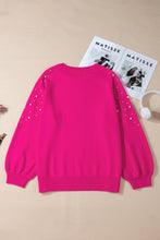 Strawberry Pink Pearled Decor Raglan Sleeve Plus Size Sweater