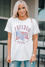 American Flag Star Graphic Print Crew Neck T Shirt