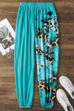 Light Blue Contrast Leopard Tie-dye Print Jogger Pants