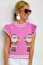 Bonbon Sequin Father Christmas Ruffled Sleeve Sweater T Shirt