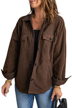 Brown Turn Down Collar Buttoned Shirt Jacket