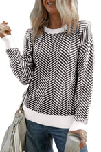 Black Contrast Edge Crew Neck Drop Shoulder Sweater