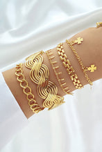 Gold Clover Charm Multi Layered Plated Adjustable Bracelet Set