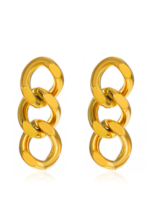 Gold Chain Link Plate Alloy Drop Earrings