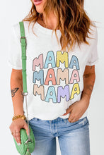 White MAMA Slogan Print Crew Neck Casual T Shirt