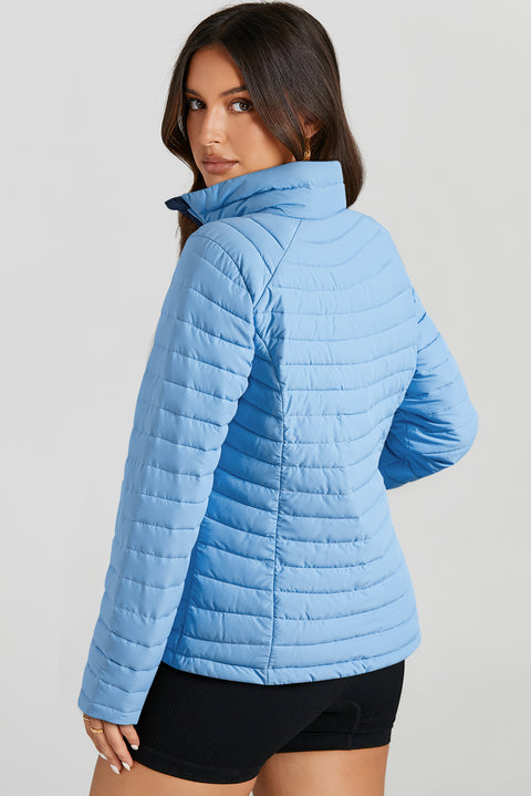 Myosotis Solid Color Quilted Zip-up Puffer Jacket