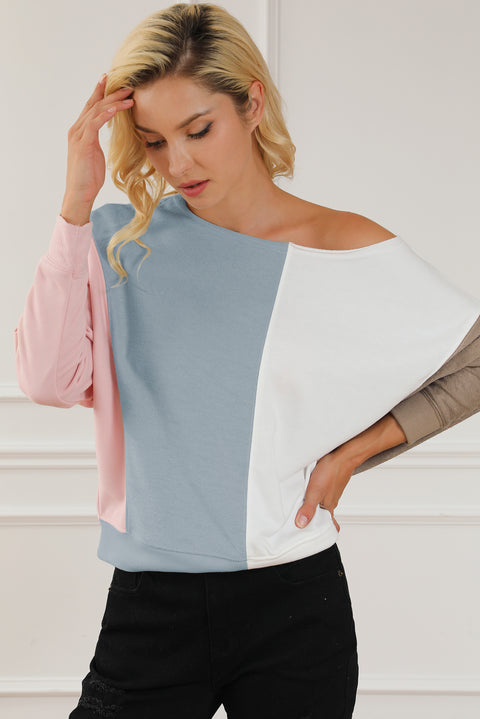 Multicolour Colorblock Dolman Sleeve Sweatshirt