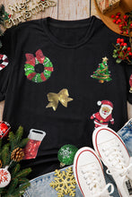 Black Sequin Christmas Essentials Graphic Crewneck T Shirt