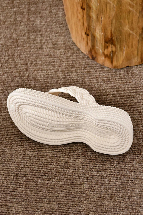 White Braided Pattern Thick Sole Flip Flop