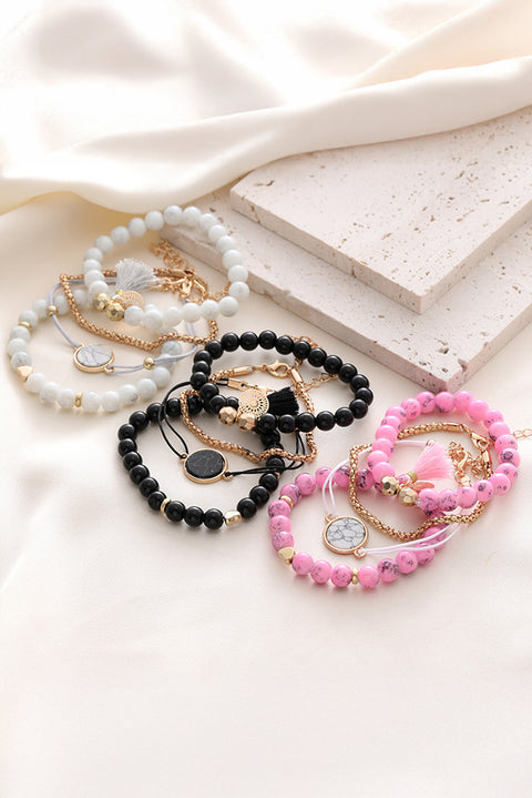 Pink Boho Style Beaded Multi Layer Bracelet Set