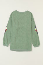 Grass Green Christmas Nutcracker Graphic Corded Pullover Sweatshirt