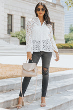 Crochet Lace Hollow-out Turn-down Collar Shirt