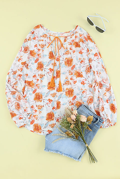 Blusa Dolman con estampado floral y cuello en V dividido 