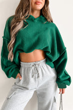 Dark Green Sherpa Fleece Drop Shoulder Hoodie