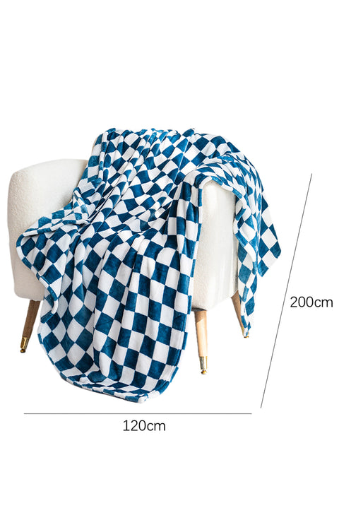 Navy Blue Checkerboard Printed Soft Throw Blanket 120*200cm