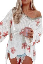 Jersey con capucha de punto ligero con estampado floral blanco 