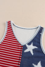 Multicolor Stripes Stars Print Knit Short Sleeves Top