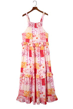 Multicolor Boho Geometric Floral Print Sleeveless Maxi Dress