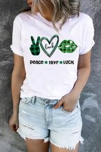 Peach Love Luck Graphic Print Crew Neck T Shirt