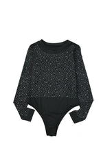 Rhinestone O-neck Long Sleeve Bodysuit