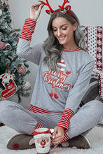 Light Grey Christmas Striped Contrast Two Piece Lounge Set