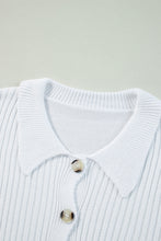 White Collared Button-up Loose Fit Casual Sweater