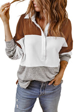 Turn-down Collar Colorblock Pullover Sweatshirt