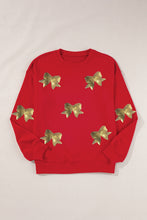 Red Bowknot Patched Pattern Crewneck Christmas Sweatshirt