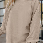 Smoke Gray Ribbed Corduroy Oversized Sweatshirt