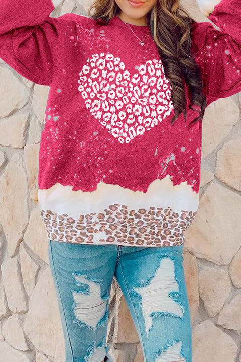 Snowy Christmas Graphic Leopard Bleached Sweatshirt