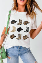 White Cowboys Boots Western Fashion Print T Shirt