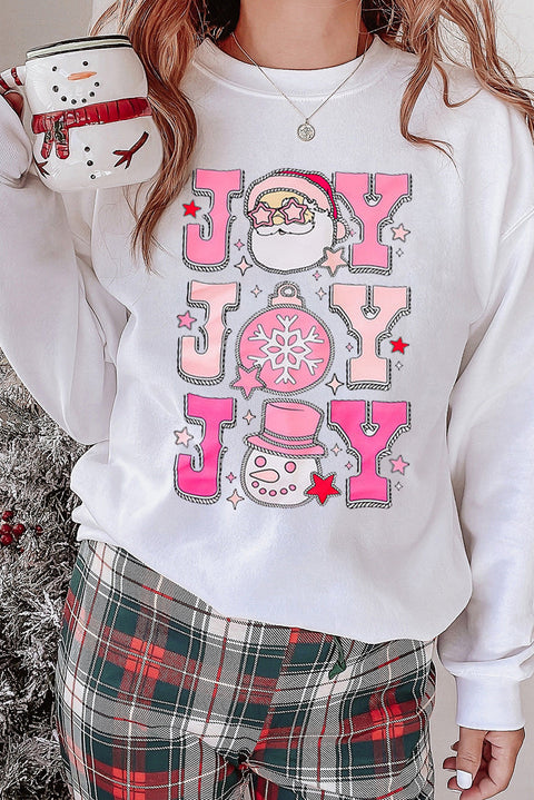 Beige Christmas Claus JOY Graphic Drop Shoulder Sweatshirt