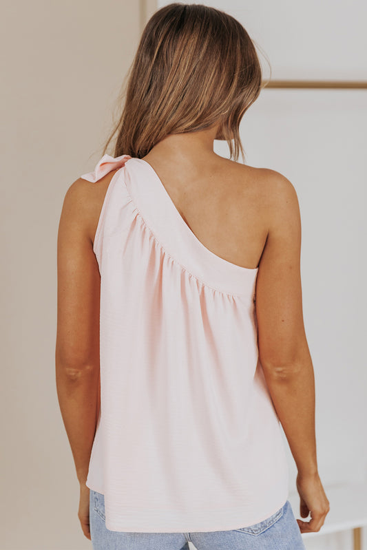 Asymmetric Tie On Shoulder Sleeveless Top